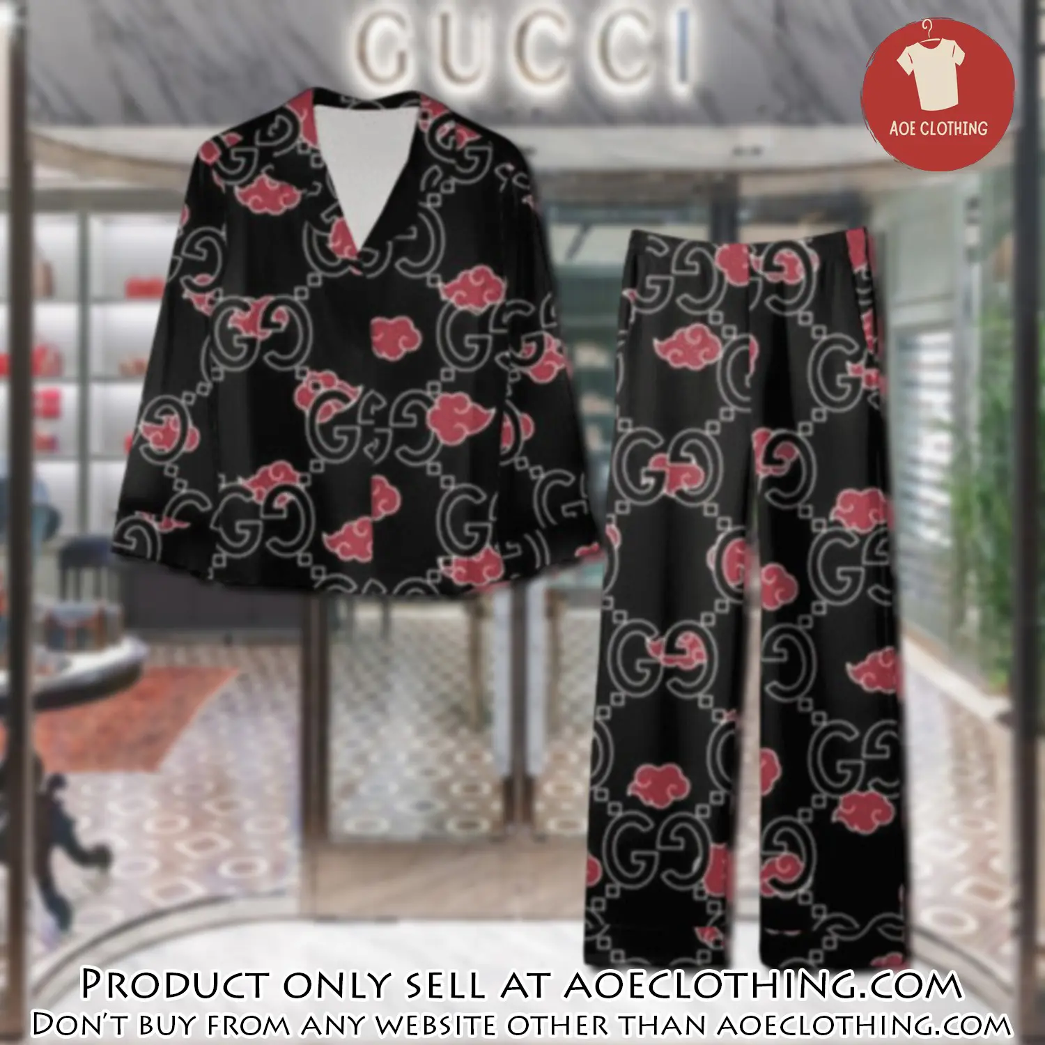 Trending luxury gc satin pajama set pjs1053 aoe2601224